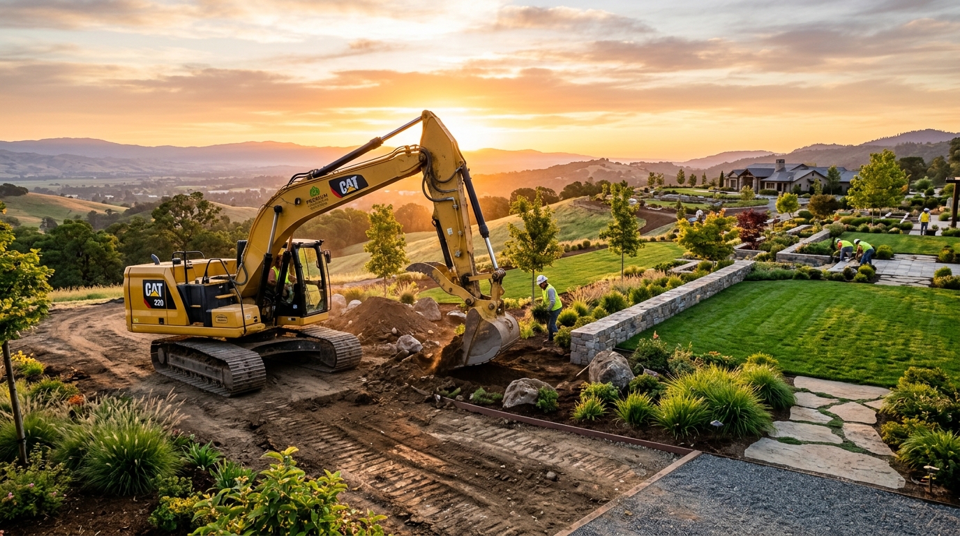 Excavator at sunrise